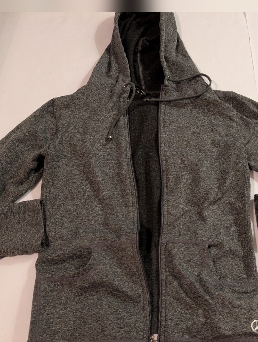 Womens Charcoal Gray Full-Zip Hoodie Jacket With Pockets Size S/M